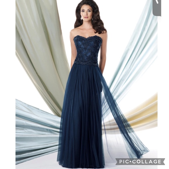 Montage by MonCheri beaded bodice strapless tulle gown - Picture 1 of 10